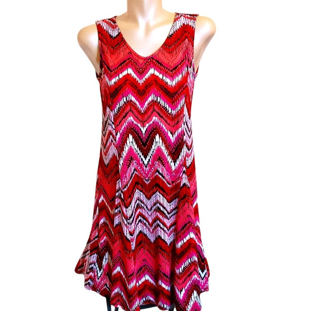 KIM ROGERS PINK/BLACK SLEEVELESS SWING DRESS WOMENS SIZE PM